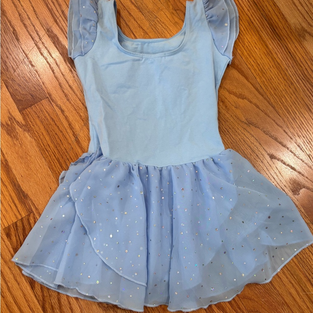 Arshiner Flutter Sleeve Blue Ballet Dance Leotard Sz 140 6-7Y - Picture 5 of 6